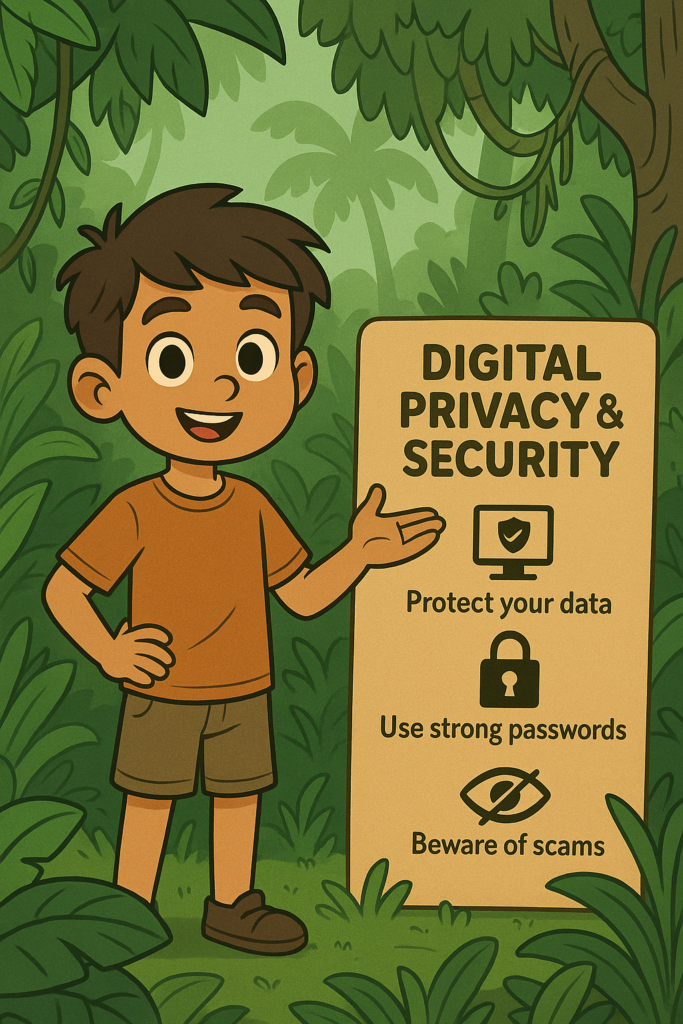 20251208_1442_Jungle Kid's Privacy Tips_simple_compose_01kbynb46eezpsrtq1x3j5zr0s digital privacy security